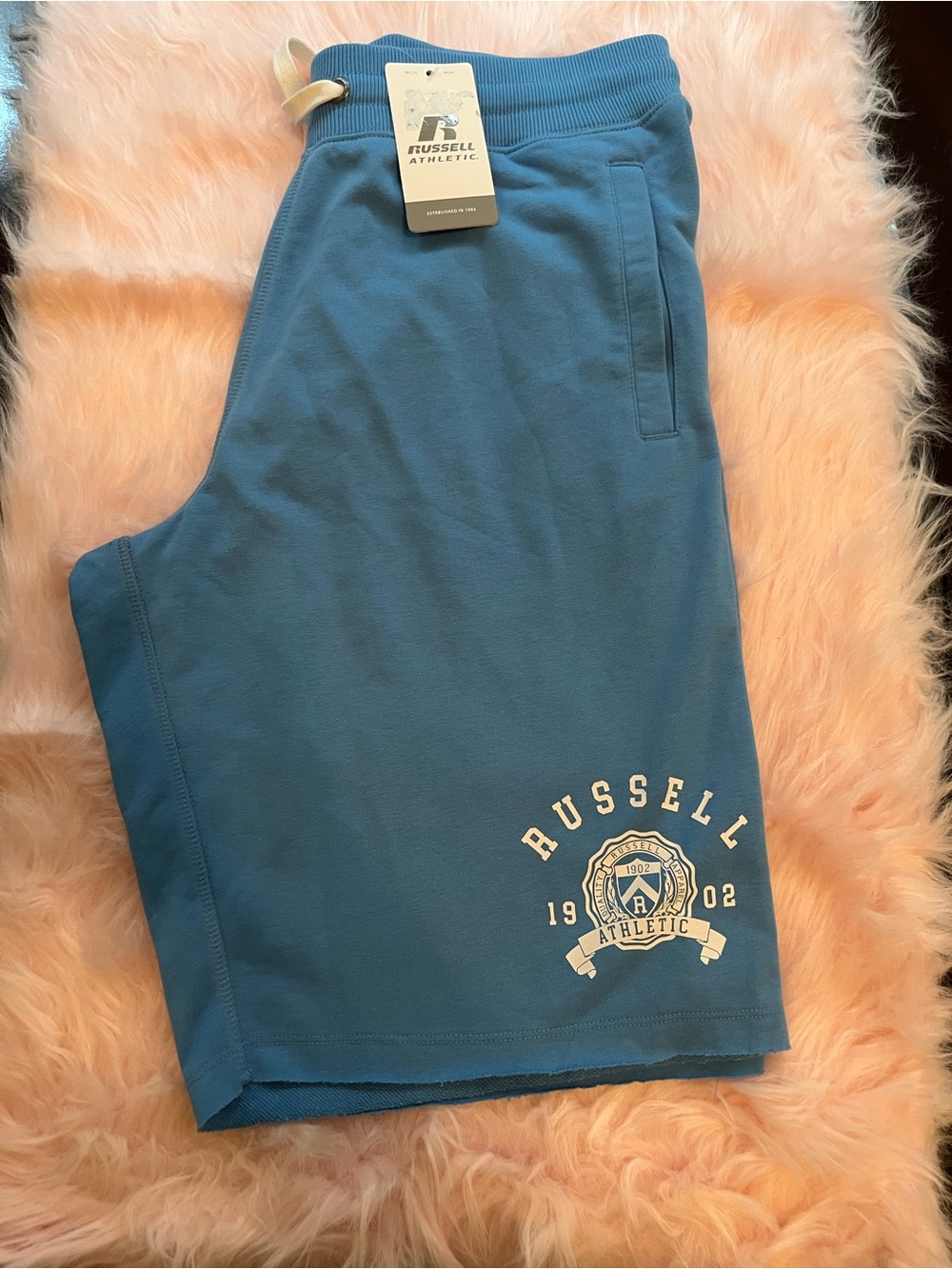 Russell Athletic Teal Blue Logo Athletic Shorts
